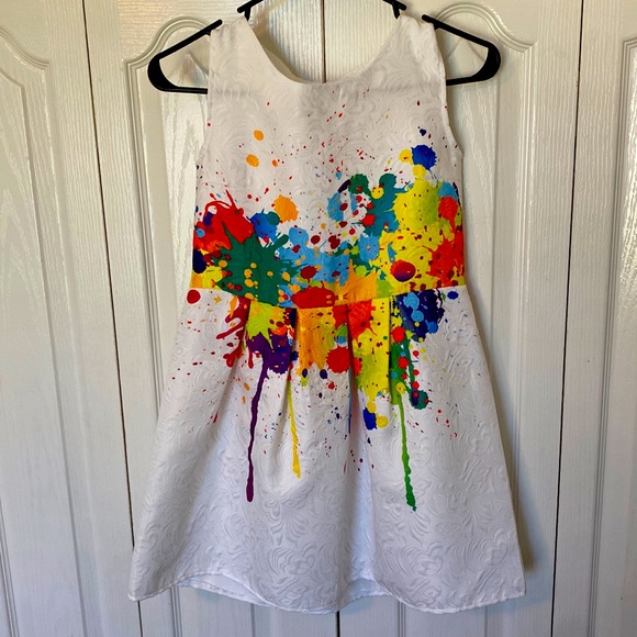 Girls Size 10 Paint Splatter Dress - Picture 1 of 5